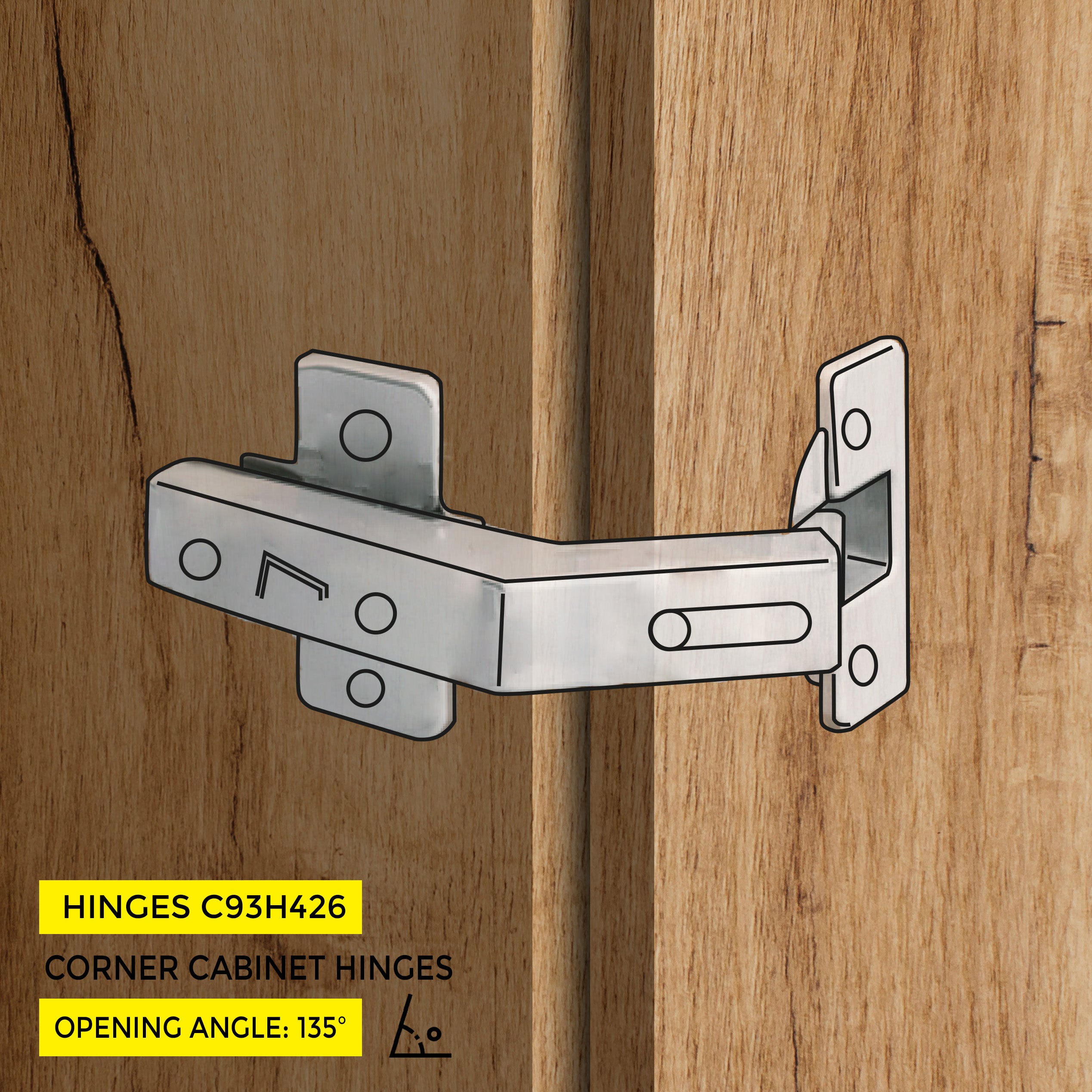 Clip-On Hinge 135Â° Pie Cut