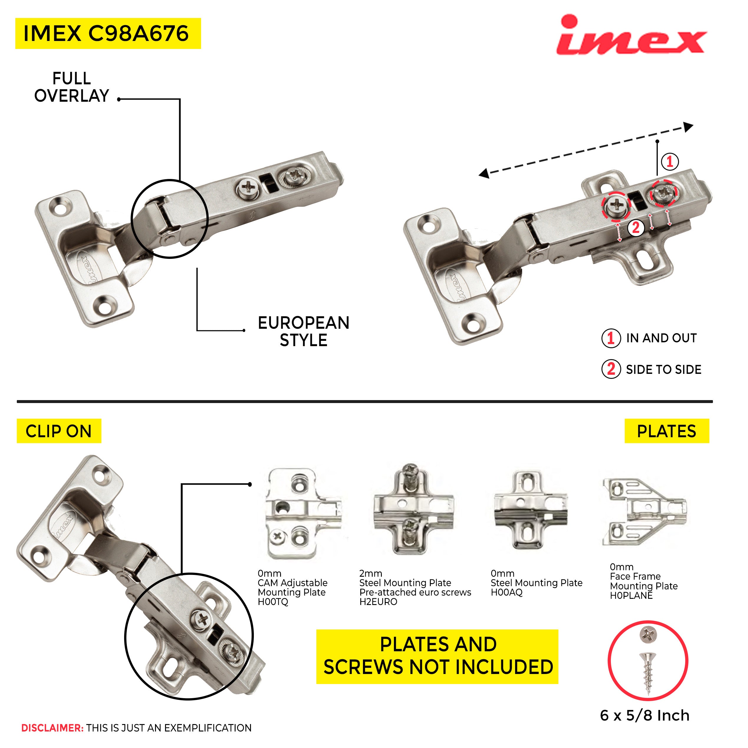 Clip-On Hinge Full Overlay C=0