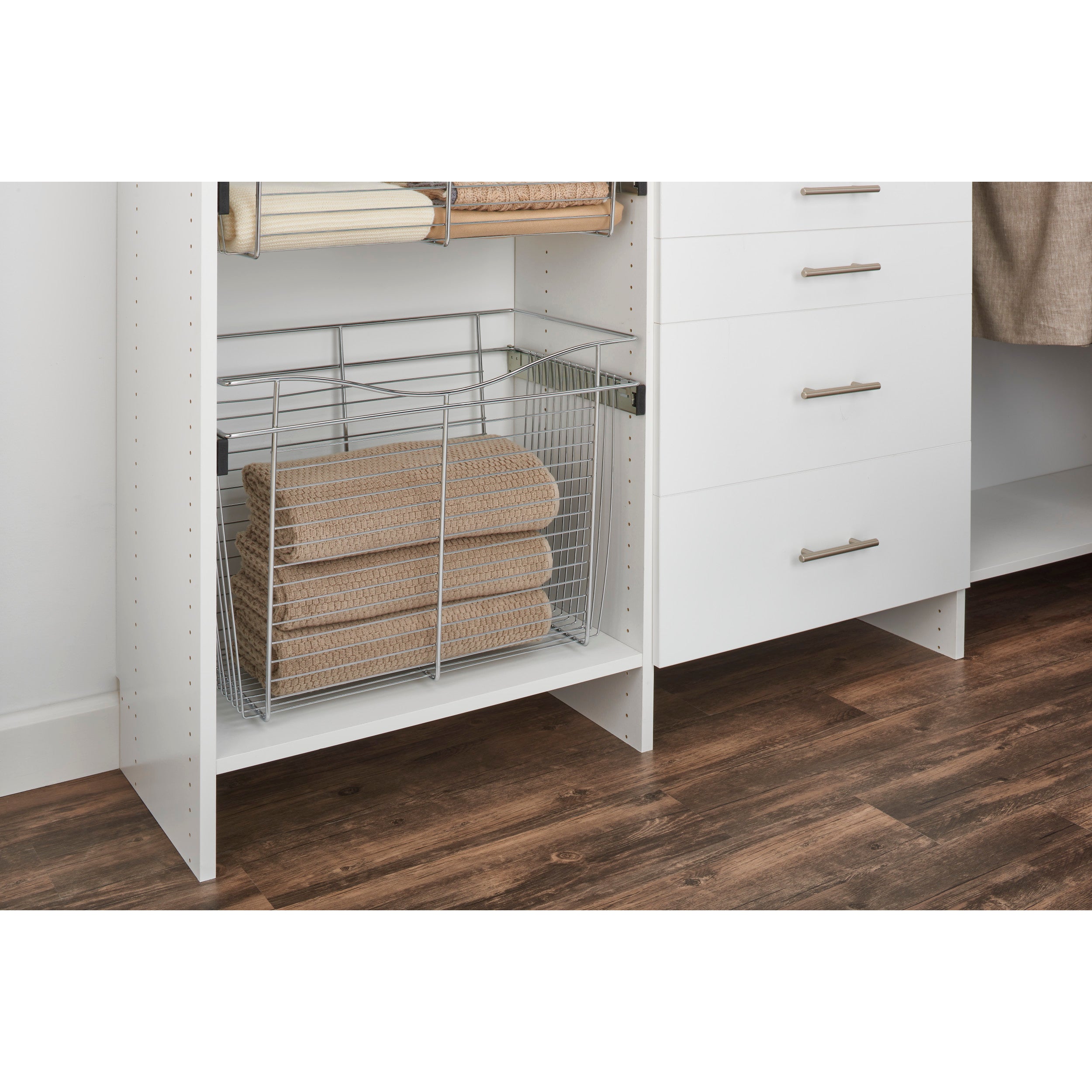 24 in Chrome Closet Pullout Basket Chrome  24 in (610 mm) W x 16 in (406 mm) D x 18 in (457 mm) H