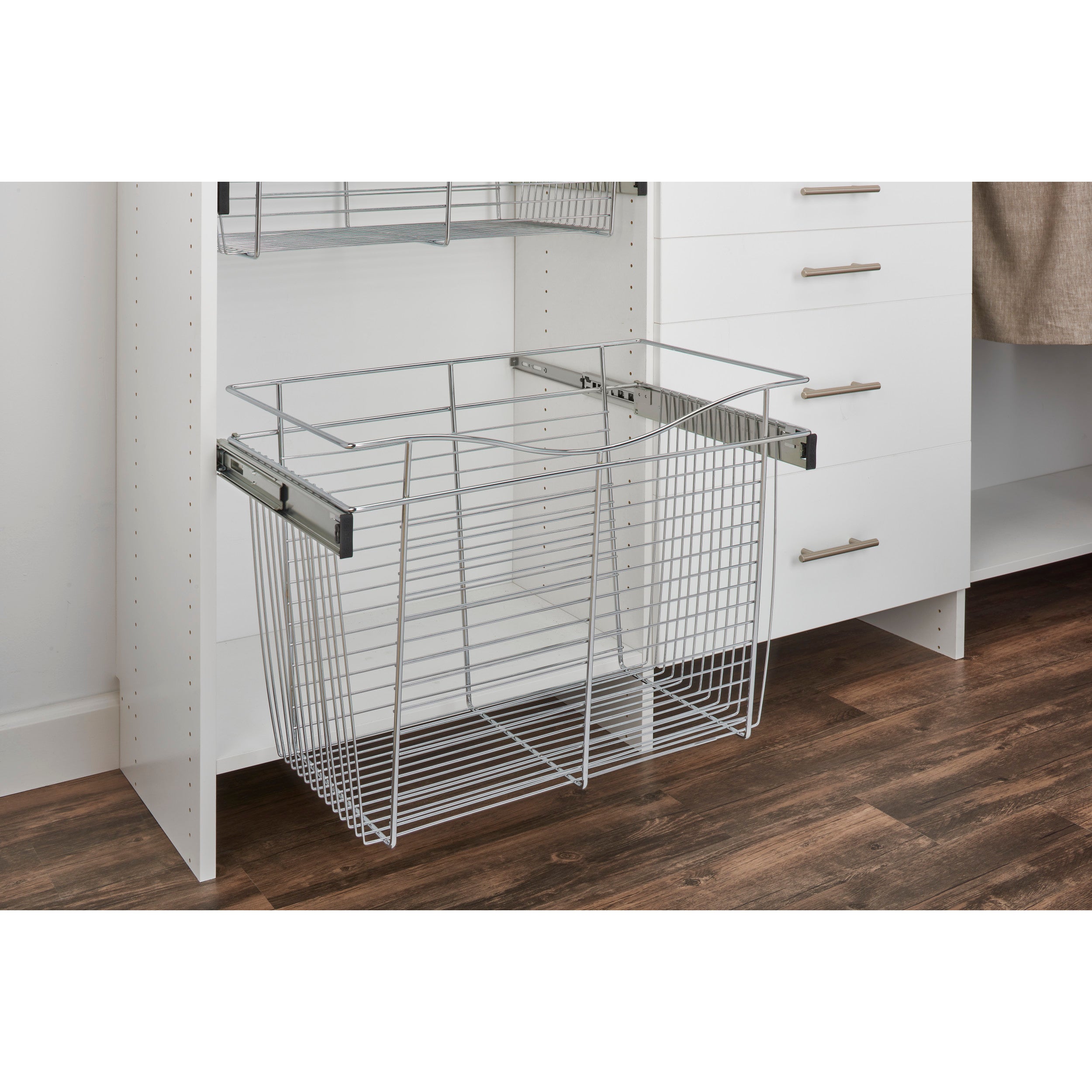 24 in Chrome Closet Pullout Basket Chrome  24 in (610 mm) W x 16 in (406 mm) D x 18 in (457 mm) H