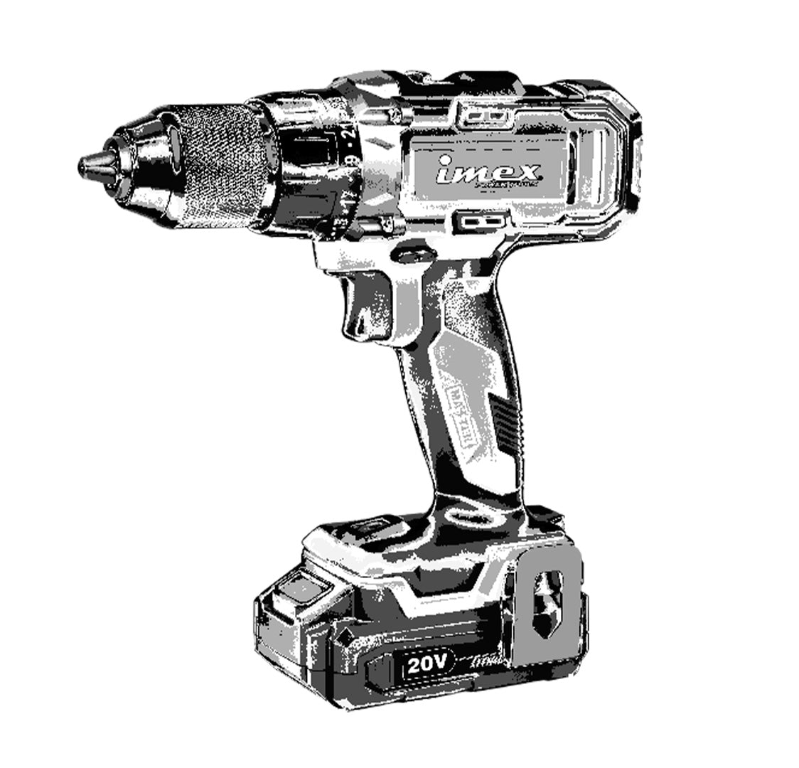 1/2" 20V Cordless Drill with Battery and Charger - IMEX Power Tools