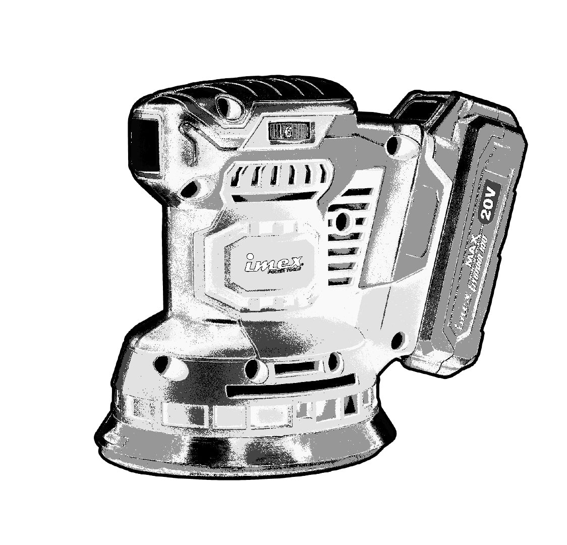 20V Cordless Orbital Sander with Battery and Charger - IMEX Power Tools