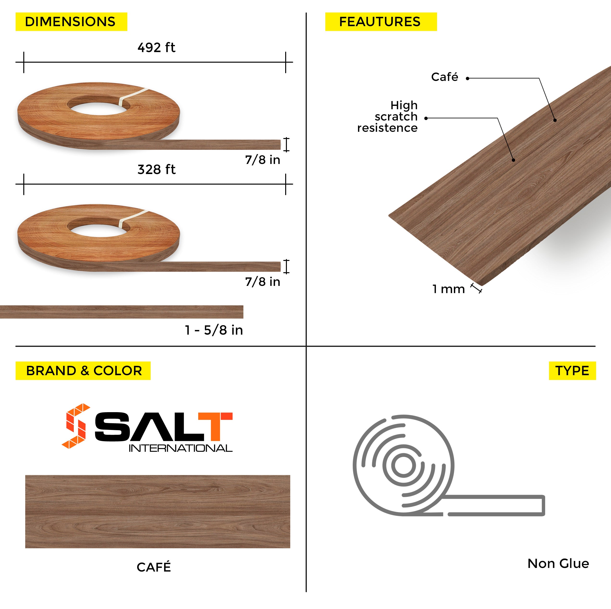 Cafe PVC Edge Banding (328 ft x 1 mm)