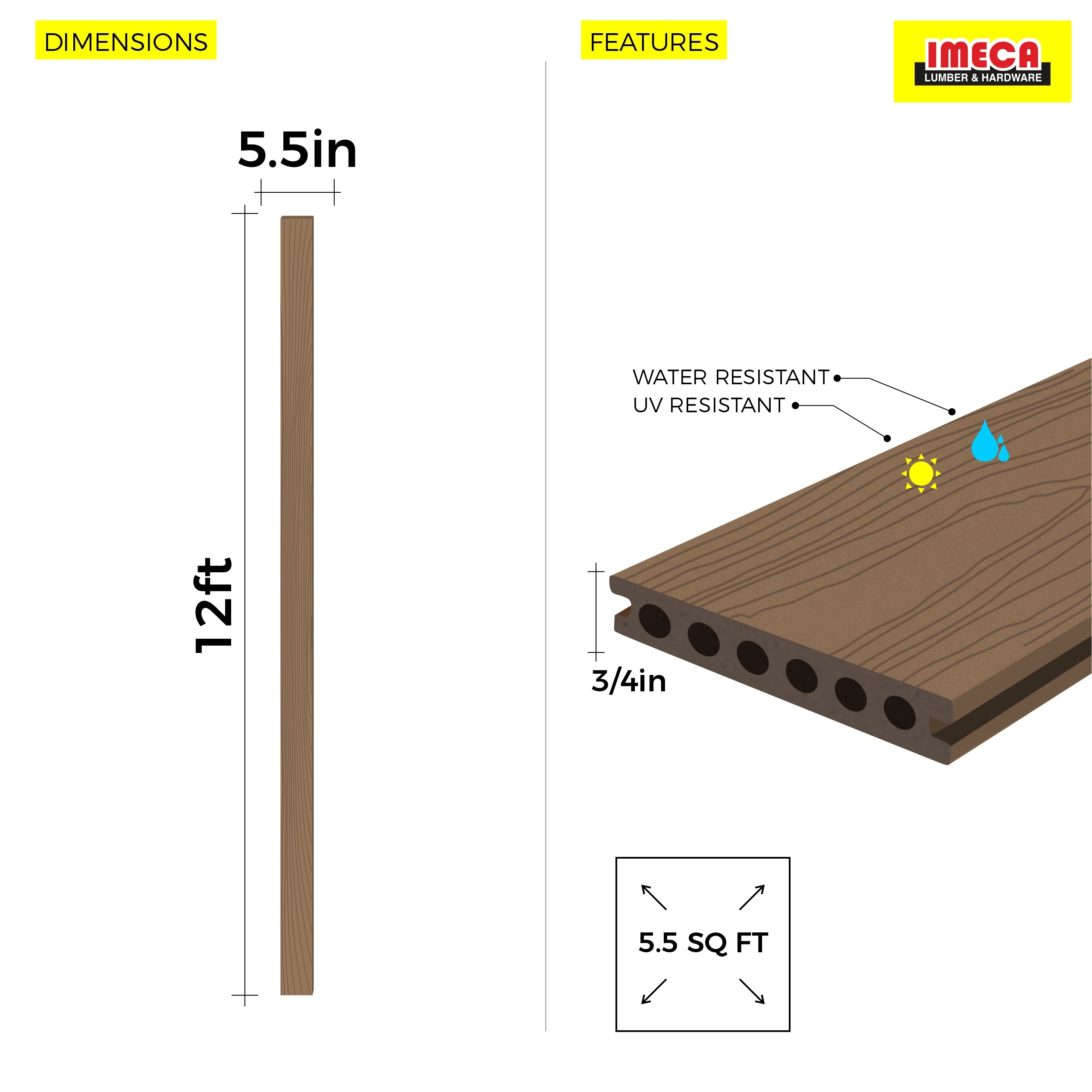 DECKING 212G C15 LIGHT BROWN WOOD 12FT