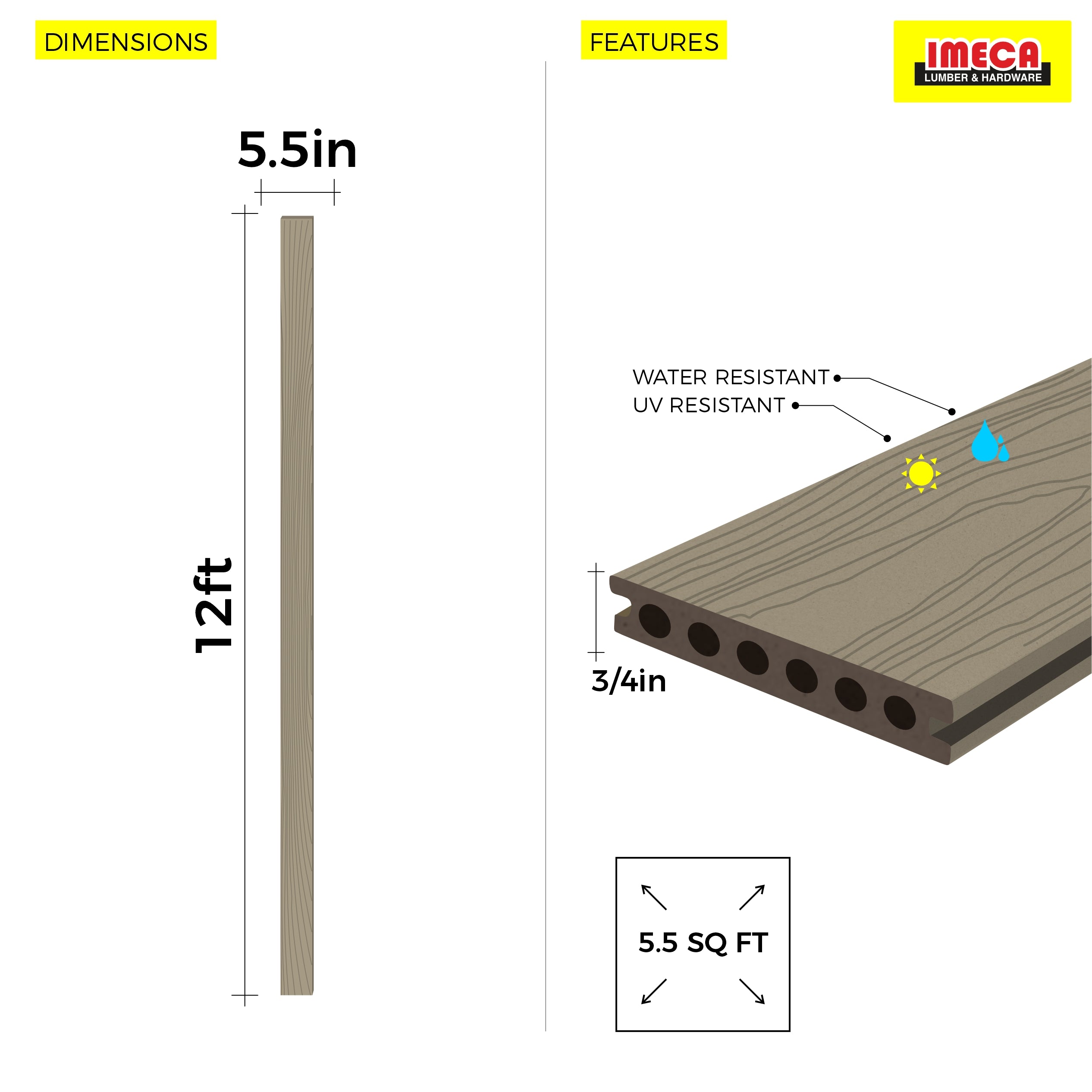 DECKING 212G C31 LIGHT GRAY 12FT