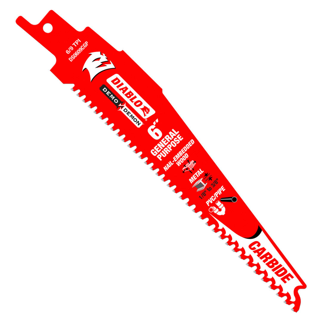 Demo Demon(TM) Carbide Teeth Reciprocating Saw Blade For General Purpose Cuts