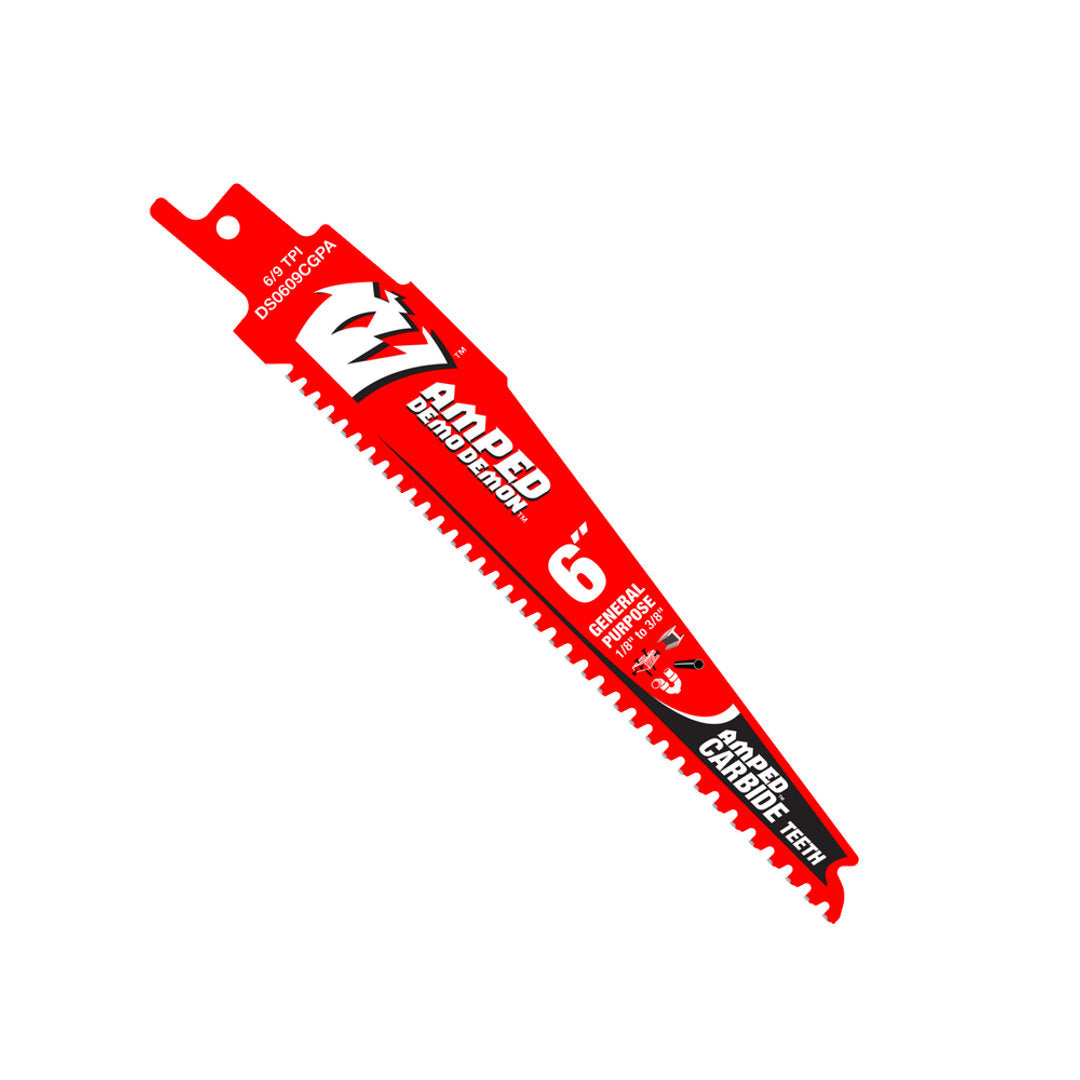 Amped(TM) Demo Demon(TM) Carbide Teeth Reciprocating Saw Blade For General Purpose Cuts