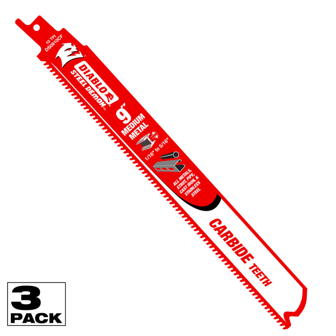 Steel Demon(TM) Carbide Teeth Reciprocating Saw Blade For Medium Metal