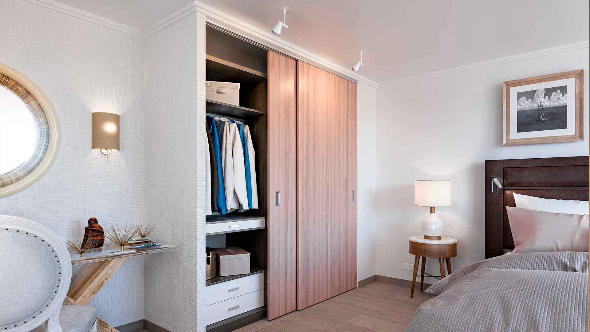 Closet Kit Ducasse DN50 Clip For Wood Doors 2 Doors Up To 110lbs (50kg) With 3M (9.85ft) Track