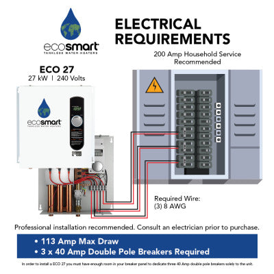 27 KW TANKLESS WATER HEATER/240V