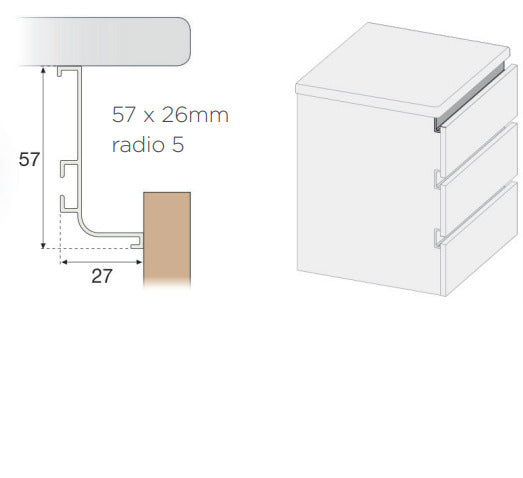 Plastimodul Gola horizontal L-profile 3.95 m (12' 11.5") Matte White