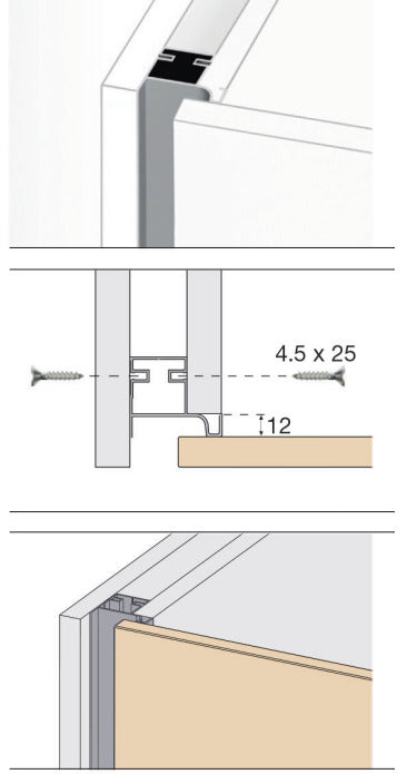 Plastimodul Gola vertical L-profile 2.35 m (7' 8.5") Brushed Nickel