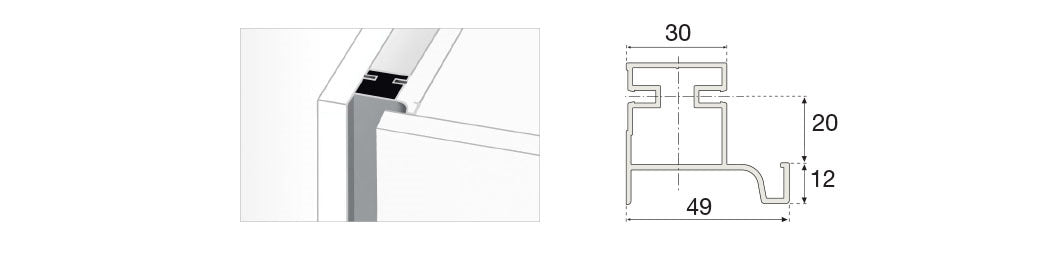 Plastimodul Gola vertical L-profile 2.35 m (7' 8.5") Brushed Nickel