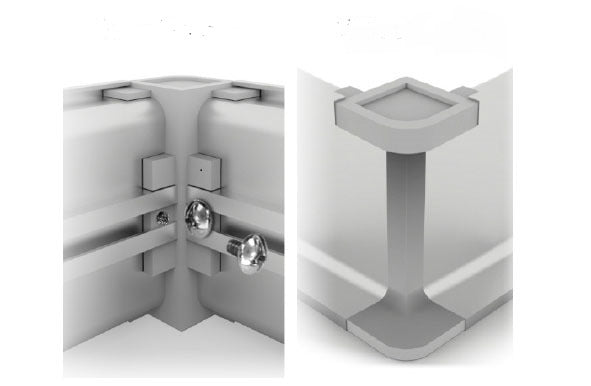 Plastimodul Gola horizontal outside corner connector "C" Brushed Nickel