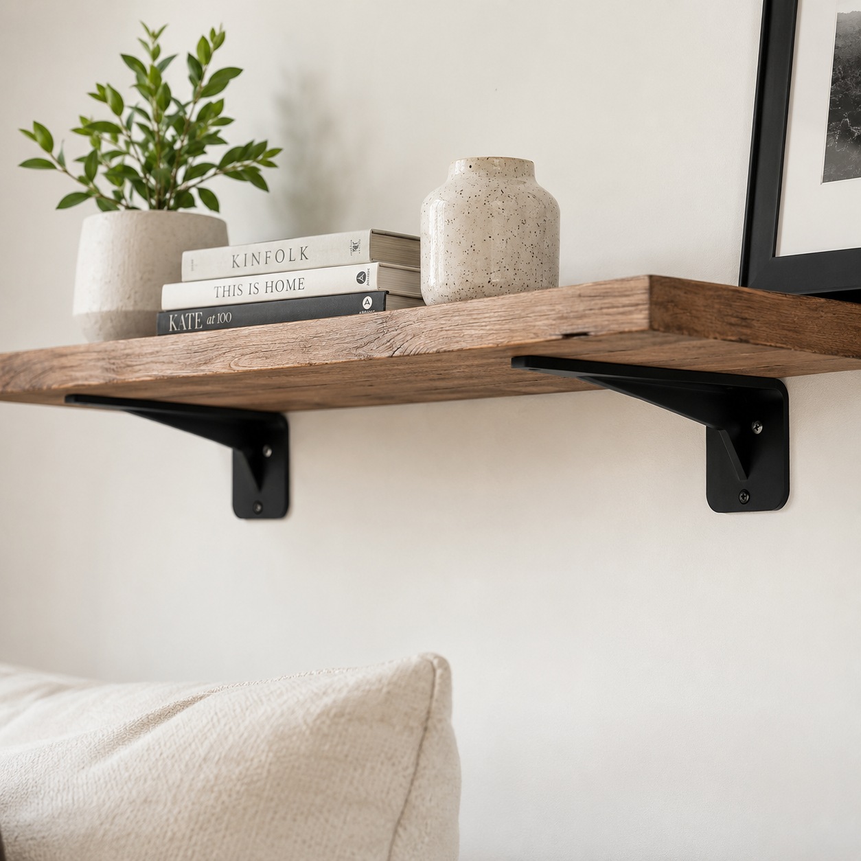 Modern Metal Shelf Bracket - 8" x 2.7" x 3" - Black