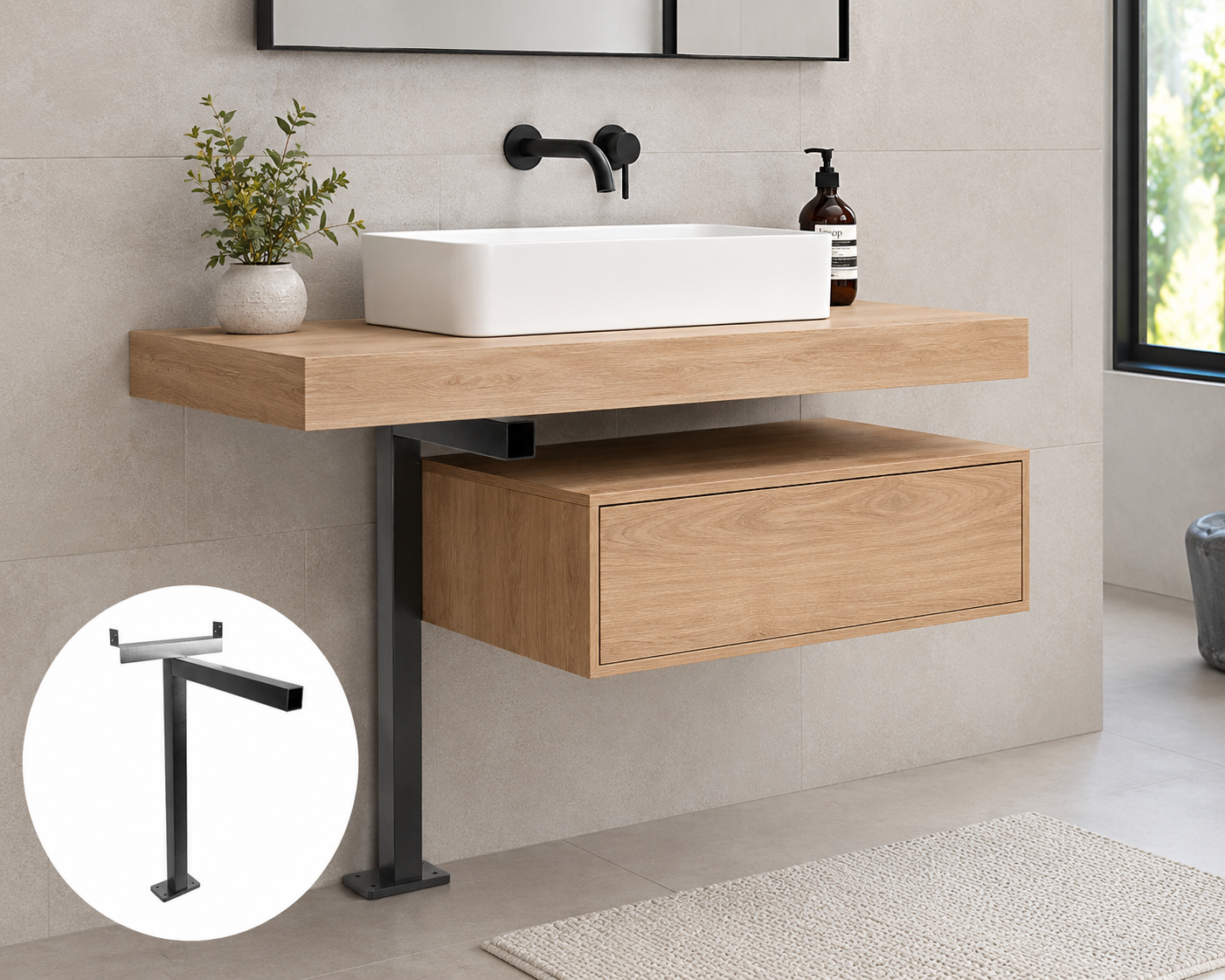 Olympus ADA Floating Vanity Bracket - 22.5" x 6" x 33" - Steel