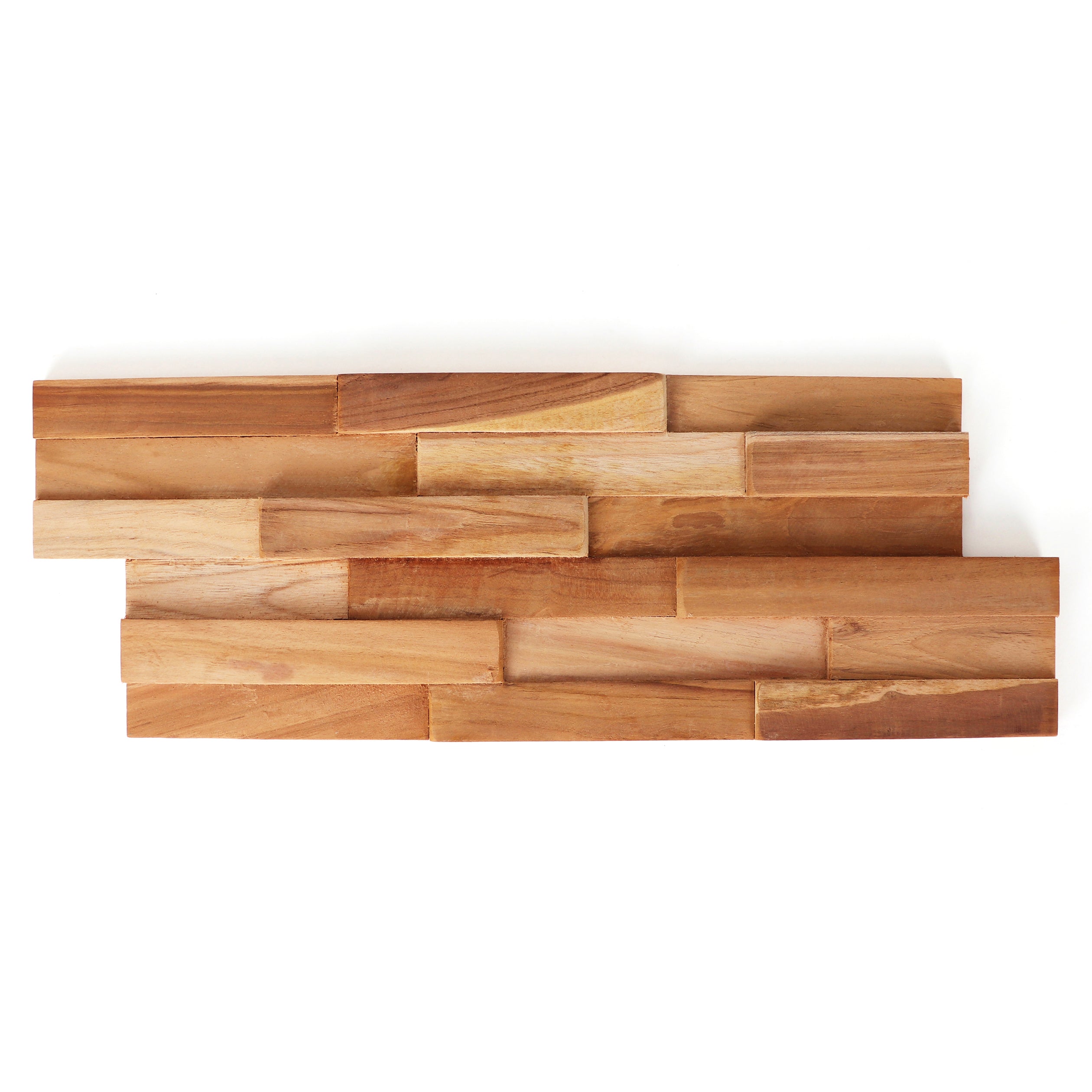 Native 3D Teak Wood Wall Panels - 24 Pack - 12x4x0.25 - Teak | Federal Brace