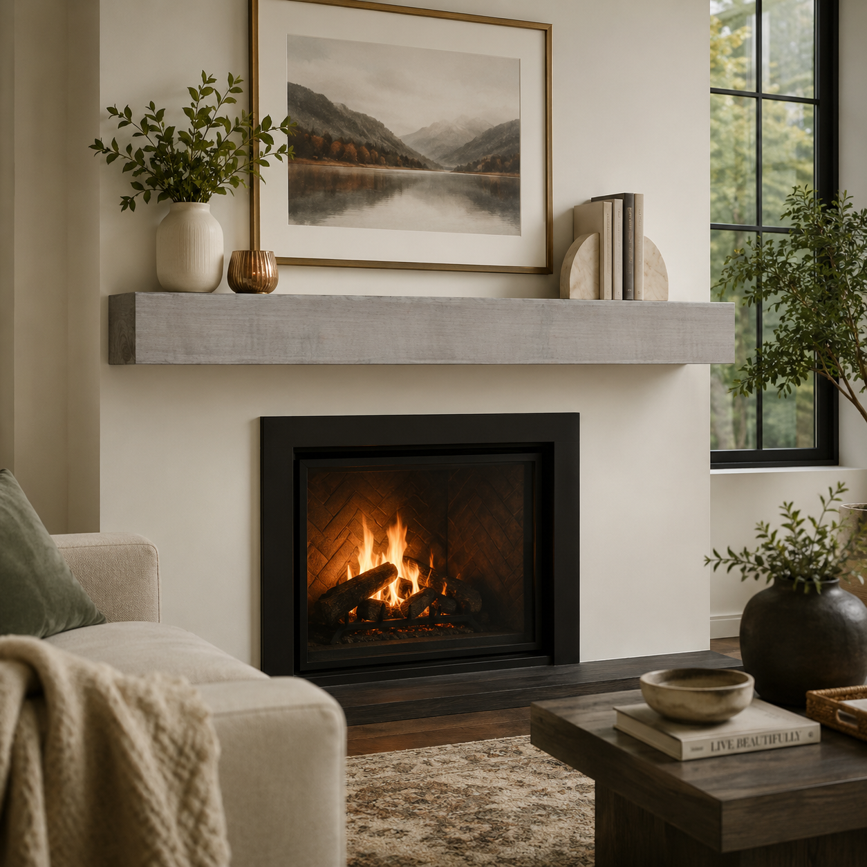 Floating Fireplace Mantel Kit - 60 x 6 x 6 - Victorian Grey | Federal Brace