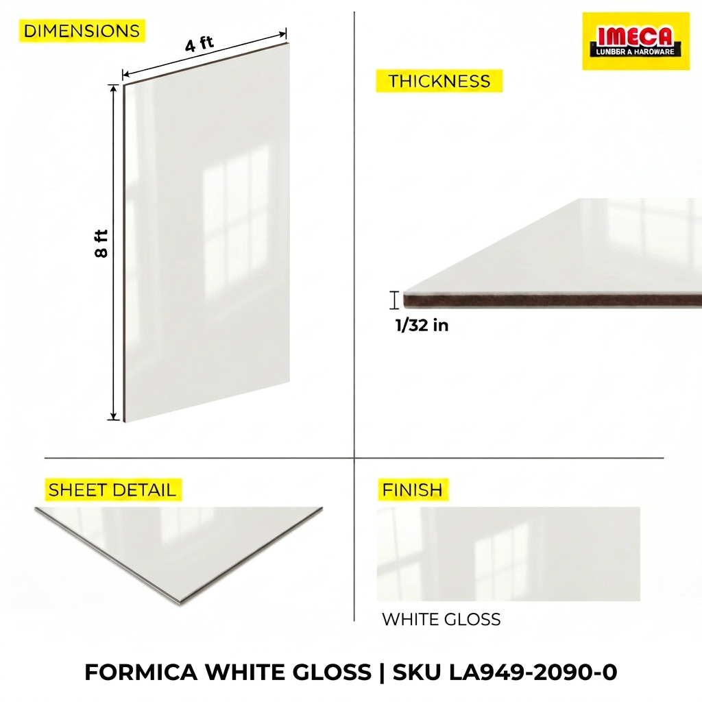 LAM WHITE GLOSS 4x8 1/32