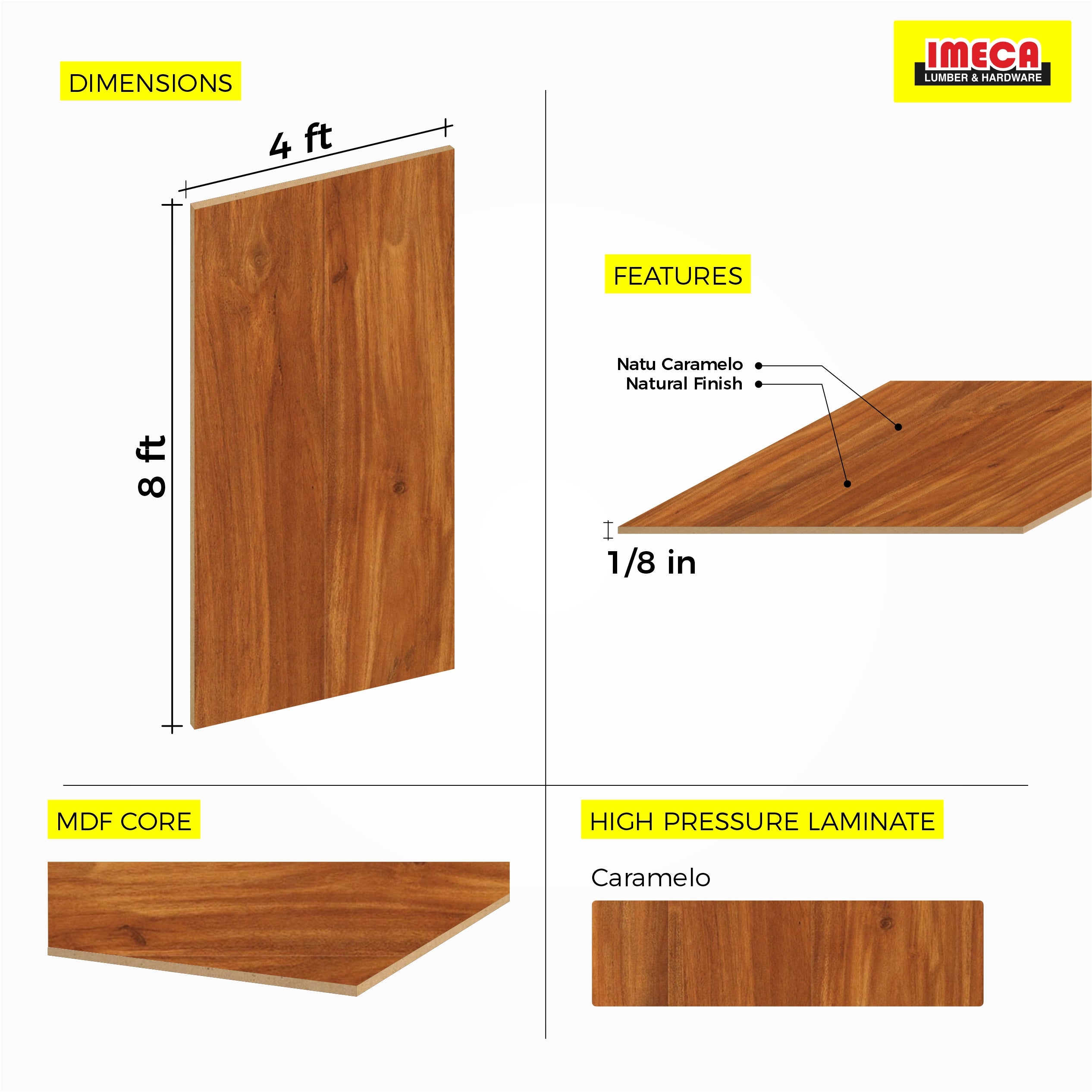 HARDBOARD NATU CARAMELO 6MM 4X8