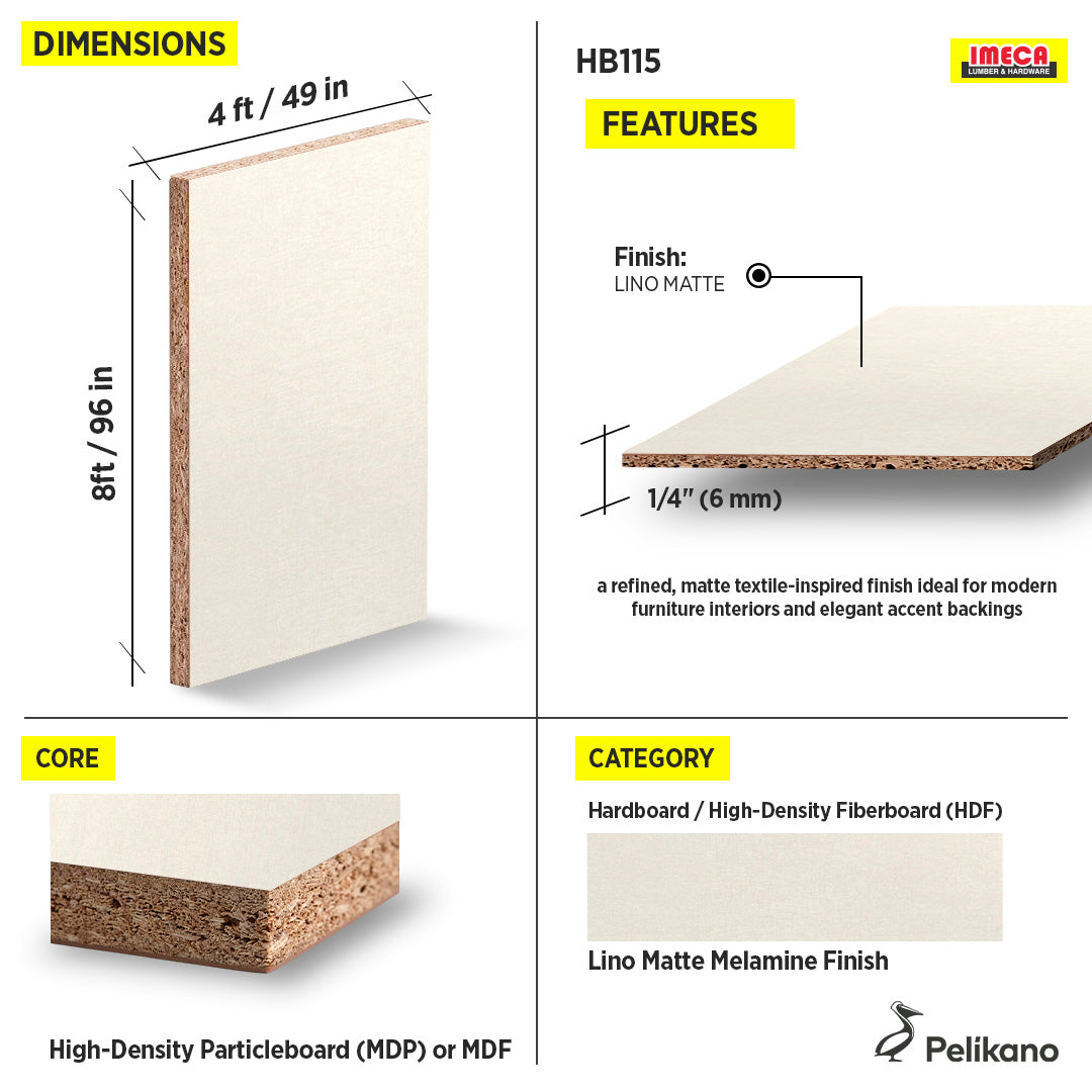 HARDBOARD LINO MATE 6MM 4X8