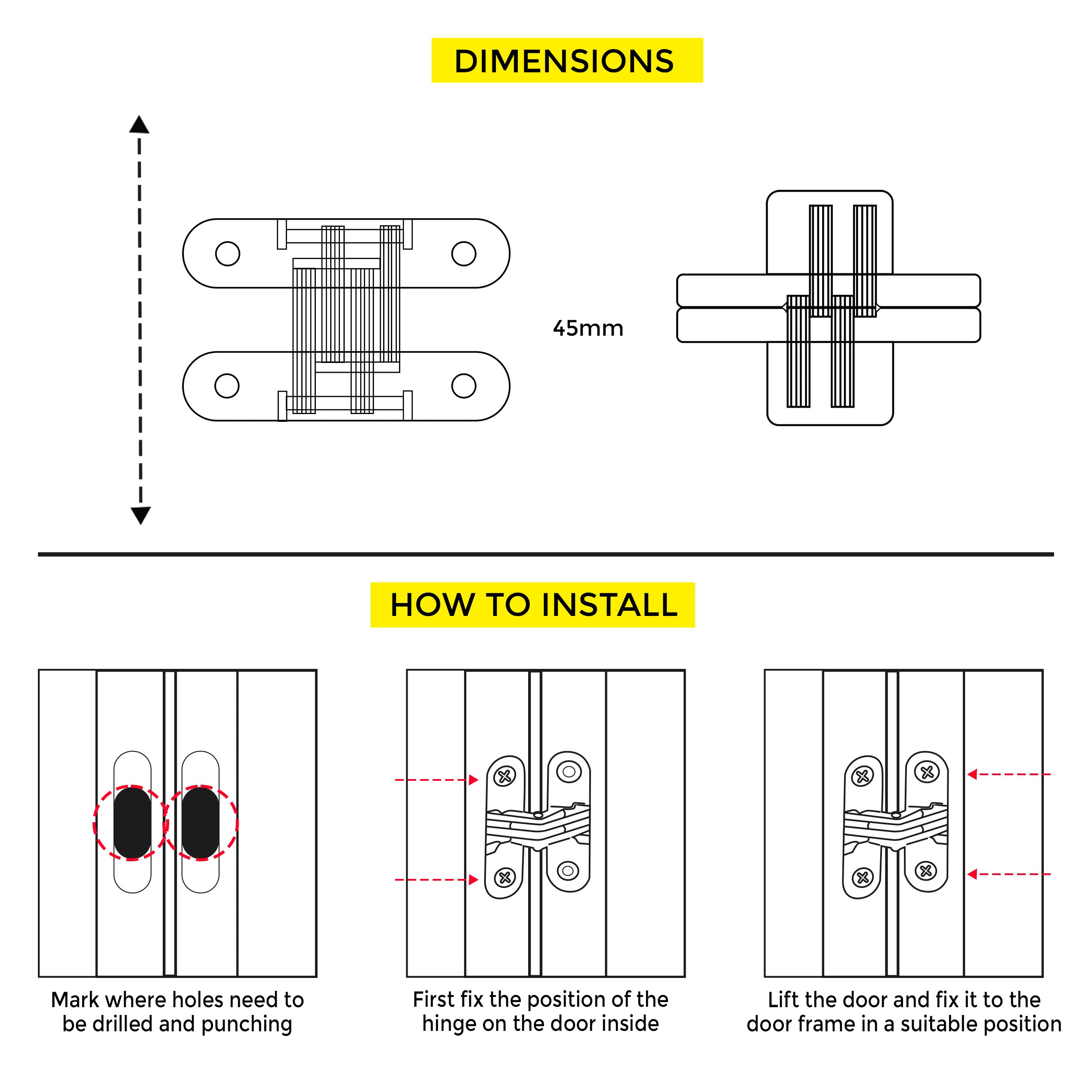 Invisible Hinge 45mm W/O Screw B-Nickel