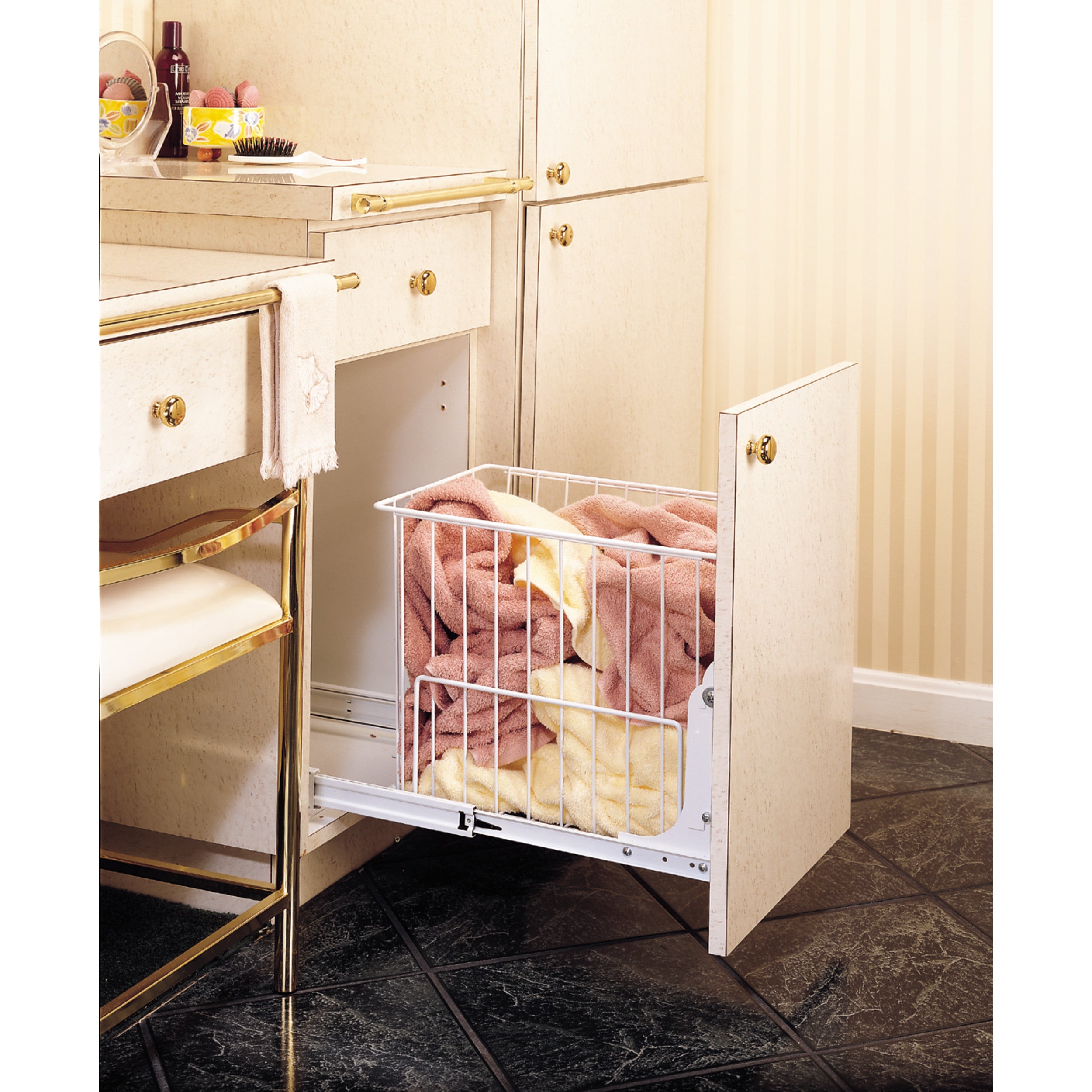 Pull-Out Wire Hamper White  11.88 in (302 mm) W x 18 in (457 mm) D x 14.75 in (375 mm) H