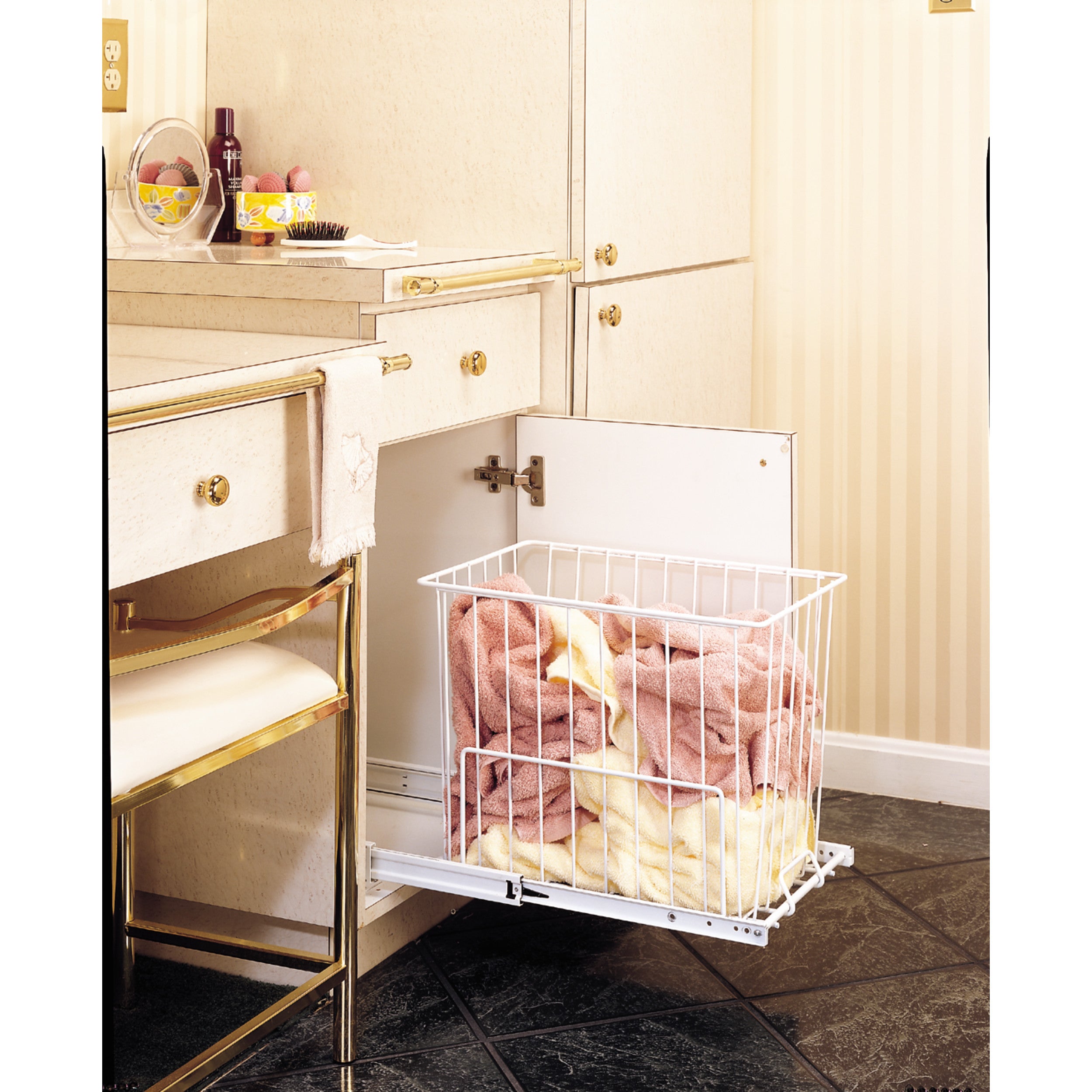 Pull-Out Wire Hamper White  11.88 in (302 mm) W x 18 in (457 mm) D x 19.38 in (492 mm) H