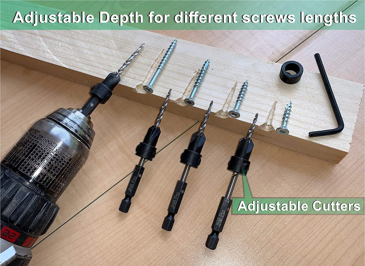 Countersink:3 Pc Pro Set- #6, #8, #10 Countersink Drill Bit