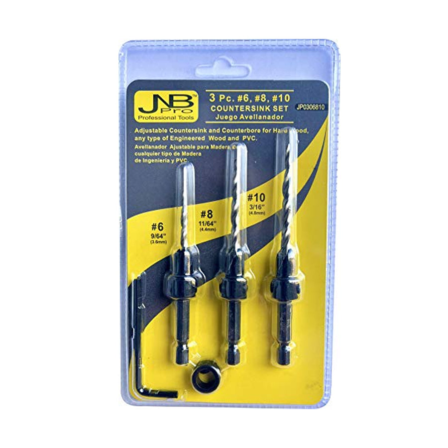 Countersink:3 Pc Pro Set- #6, #8, #10 Countersink Drill Bit