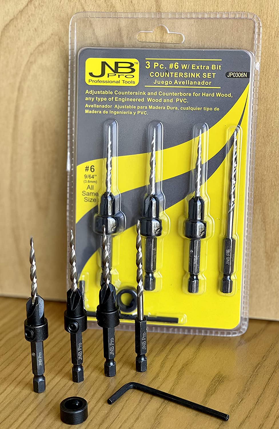 Countersink:3 Pc Pro Set #6 With Extra Bit Countersink Drill Bit