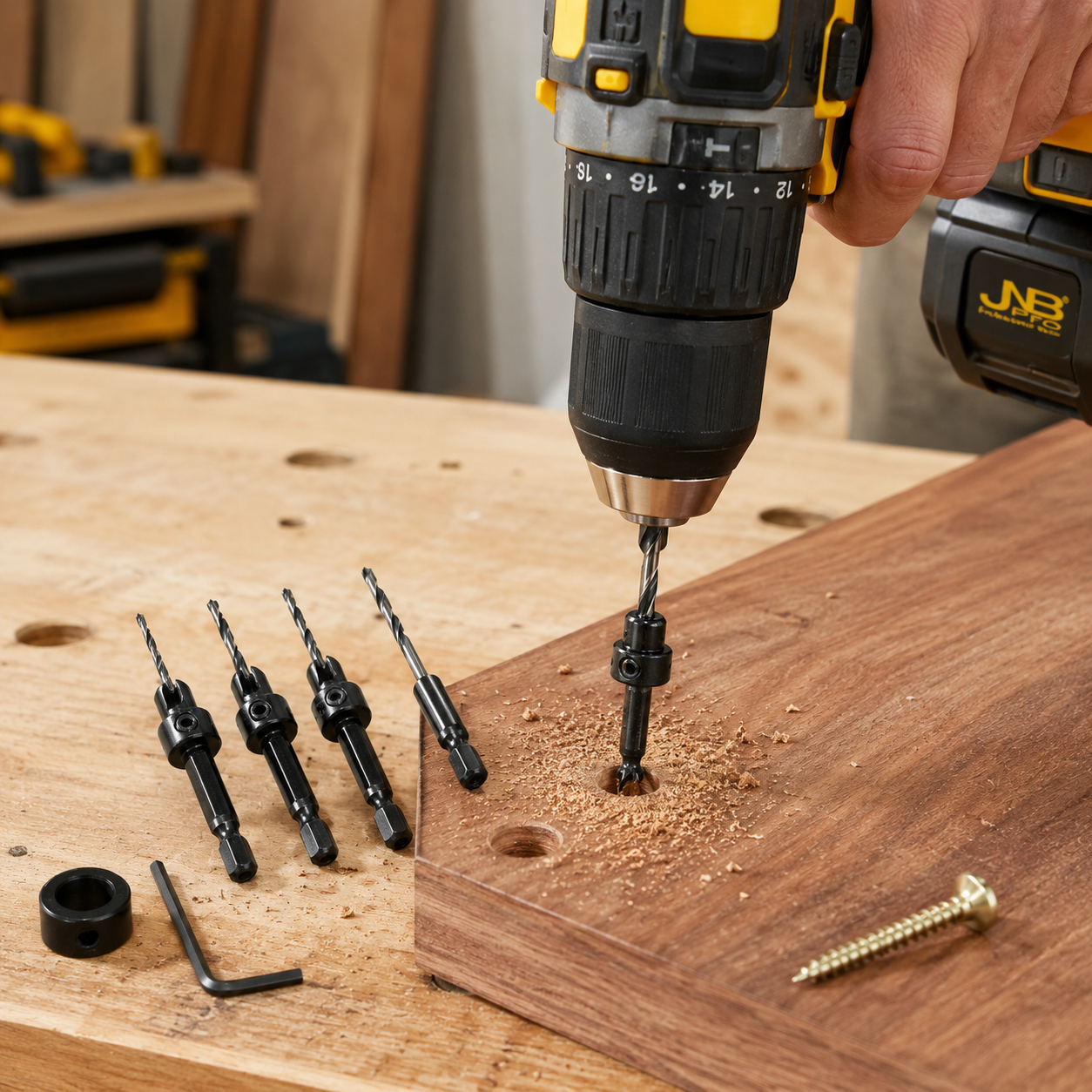JNB #8 Countersink Drill Bit Set - 3 Pc w/ Extra Bit