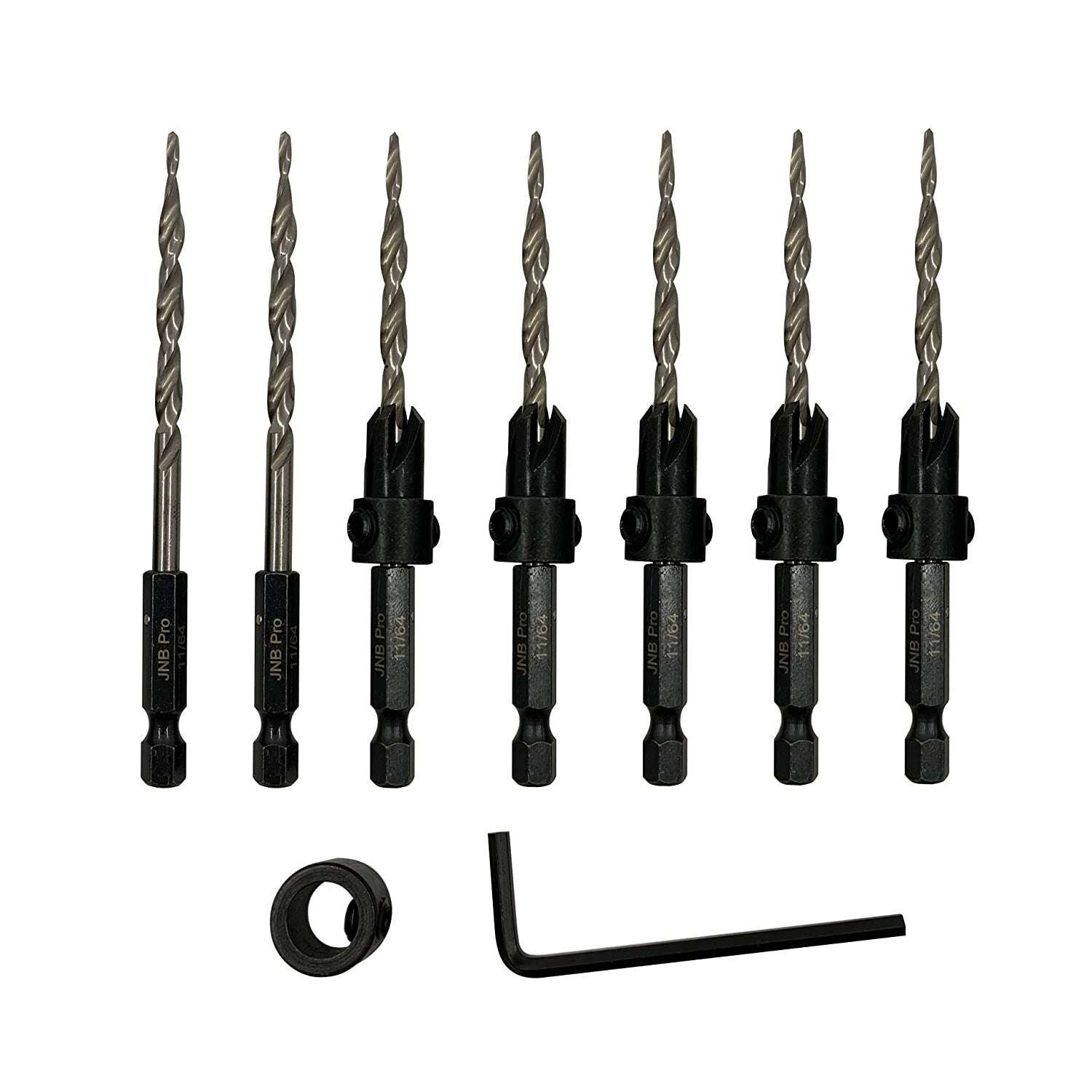 Countersink:5 Pc Pro Set- #6 with 2 extra bit- Countersink Drill Bit
