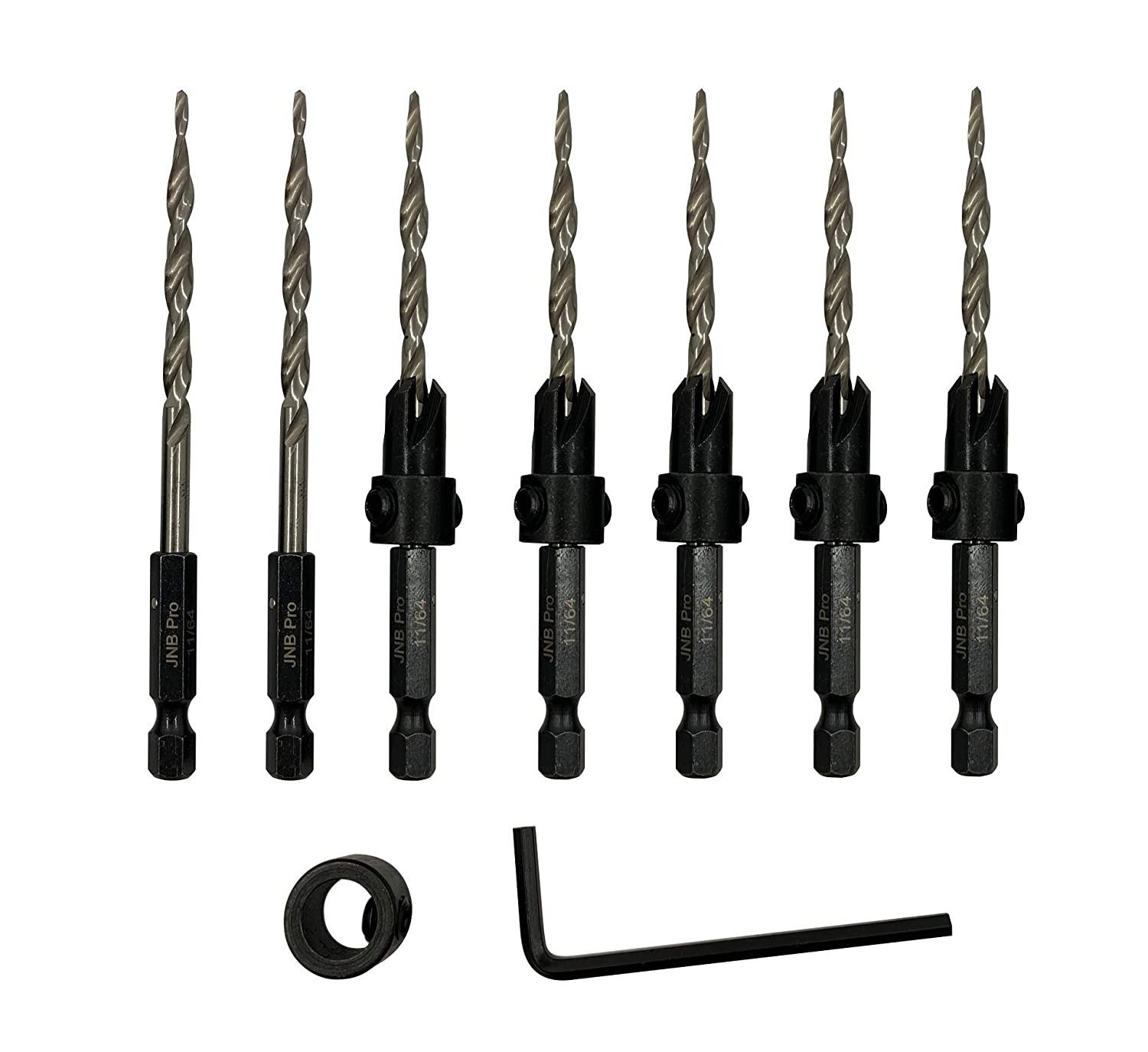 Countersink:5 Pc Pro Set- #8 with 2 extra bit- Countersink Drill Bit