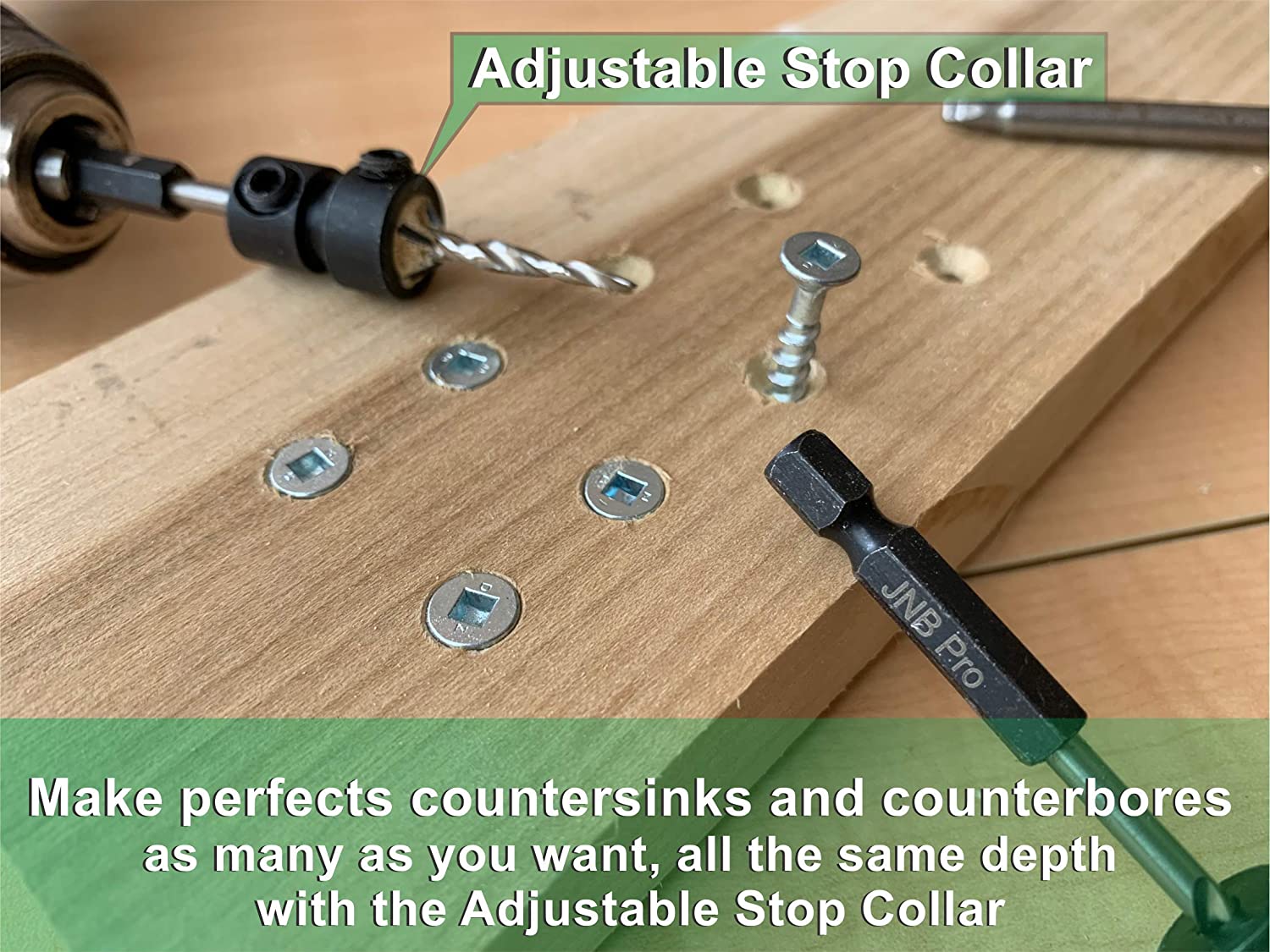 Countersink:5 Pc Pro Set- #8 with 2 extra bit- Countersink Drill Bit