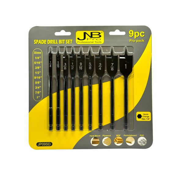 JNB Spade Drill Bit Set - 9 Pc