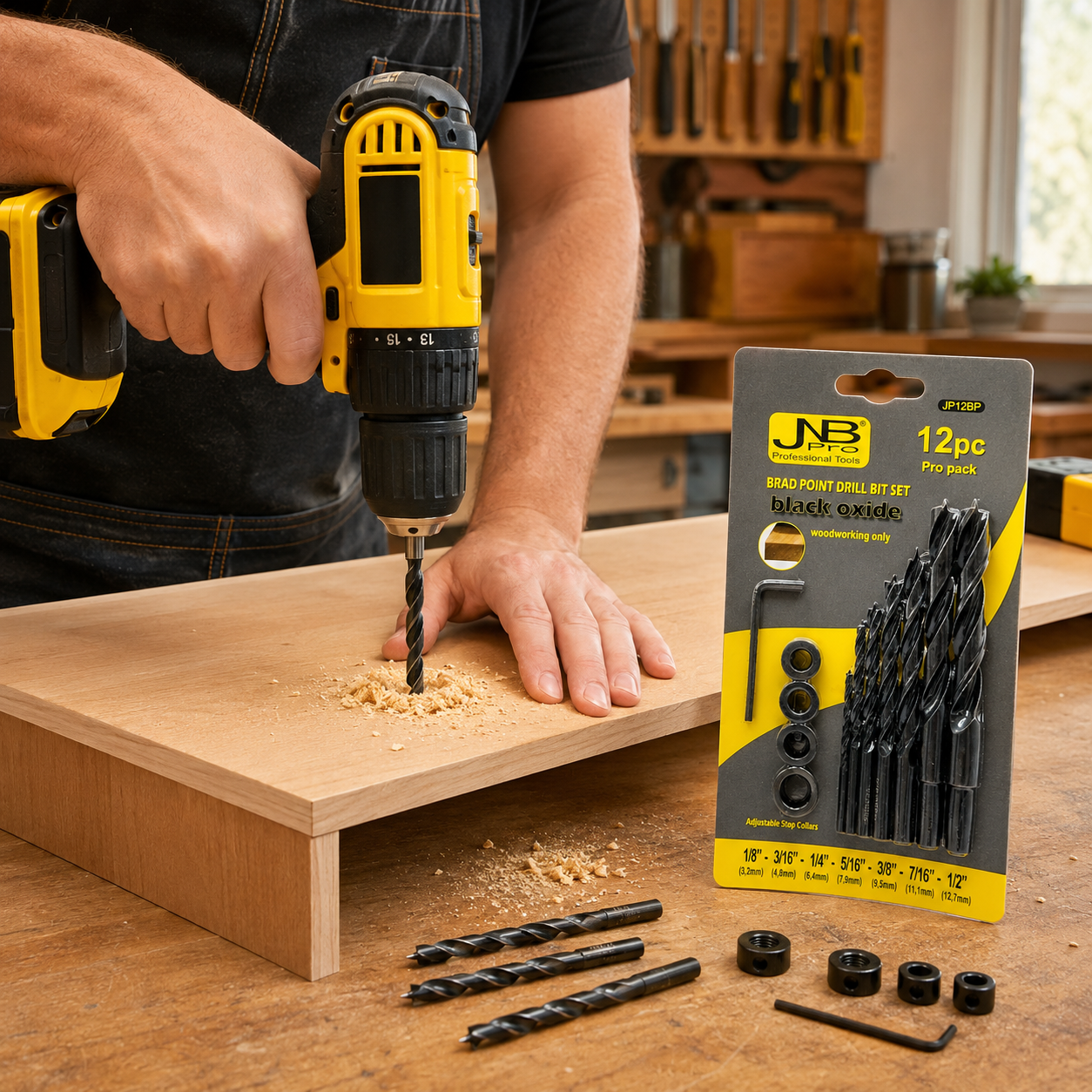 JNB Brad Point Drill Bit Set - 12 Pc (Wood)