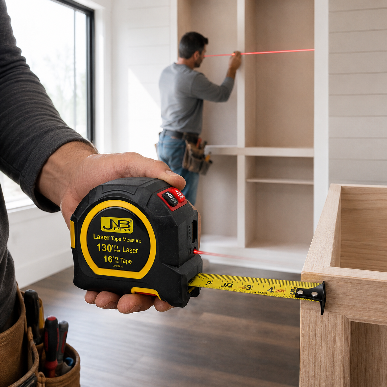 JNB Digital Laser & Tape Measure - 130 ft / 16 ft