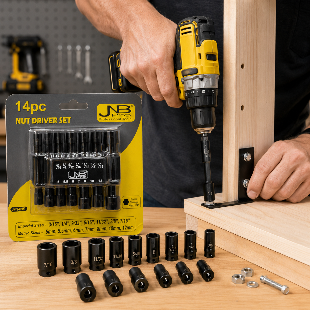 JNB Nut Driver Set - 14 Pc (SAE & Metric)