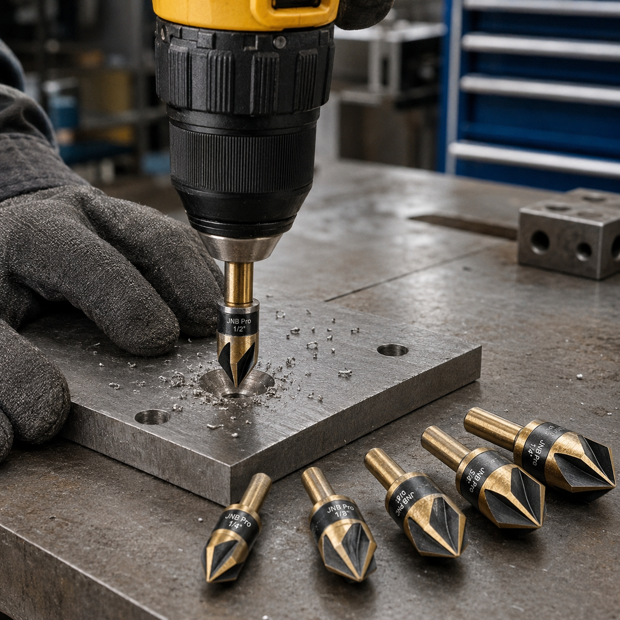 JNB Countersink Set for Metal - 5 Pc, 82-Degree HSS-Co