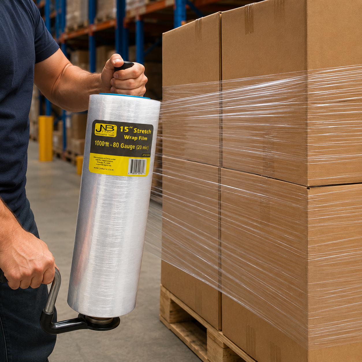 JNB Stretch Wrap Film 15" x 1000 ft - 80 Gauge