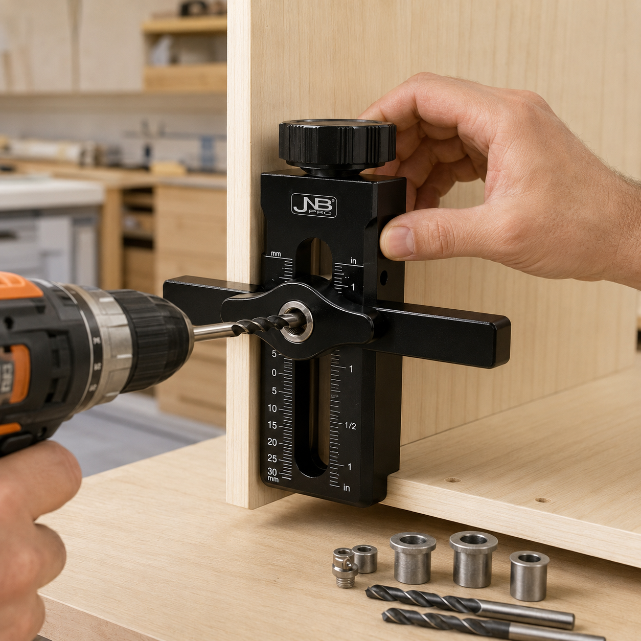 JNB Cabinet Door Mounting Jig & Center Hole Positioner