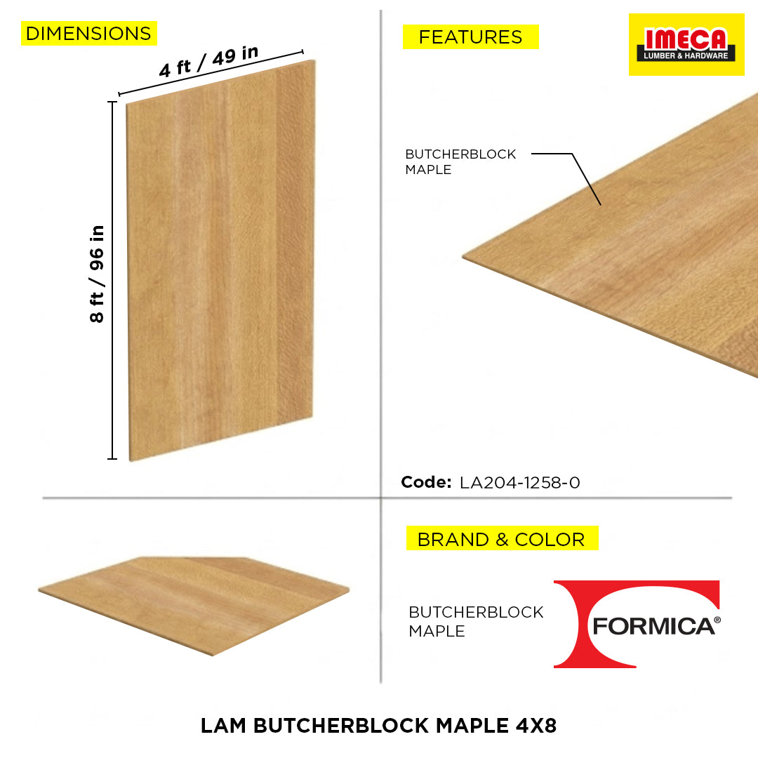 LAM BUTCHERBLOCK MAPLE 4X8