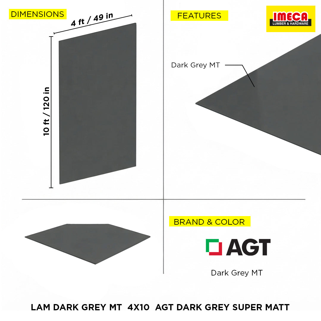 LAM DARK GREY MT  4X10  AGT DARK GREY SUPER MATT