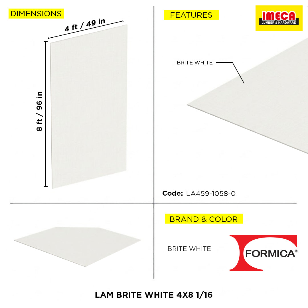 LAM BRITE WHITE 4X8 1/16