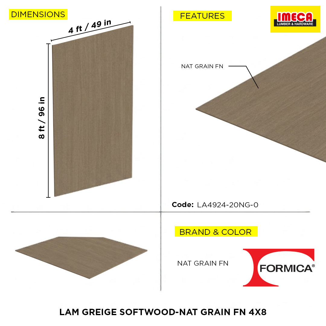 LAM GREIGE SOFTWOOD-NAT GRAIN FN 4X8