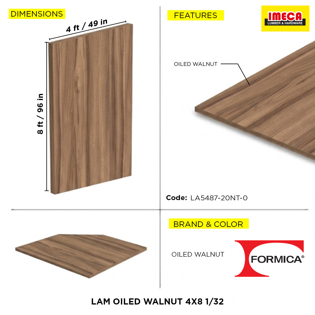 LAM OILED WALNUT 4X8 1/32
