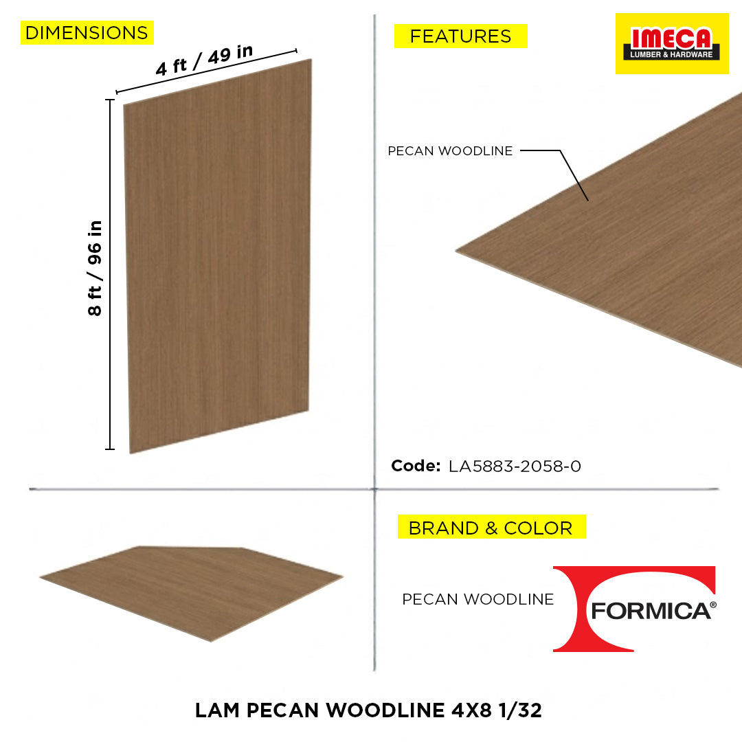 LAM PECAN WOODLINE 4X8 1/32