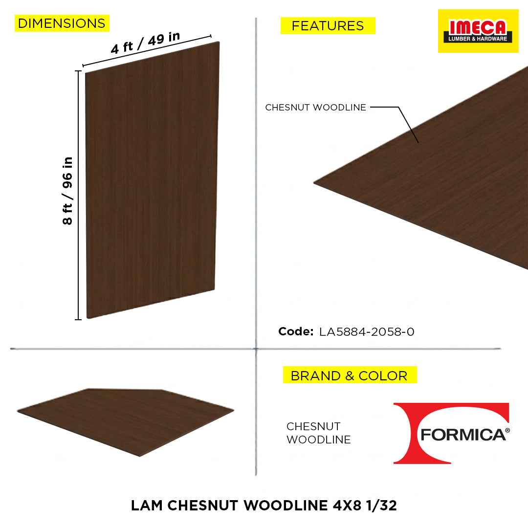 LAM CHESNUT WOODLINE 4X8 1/32