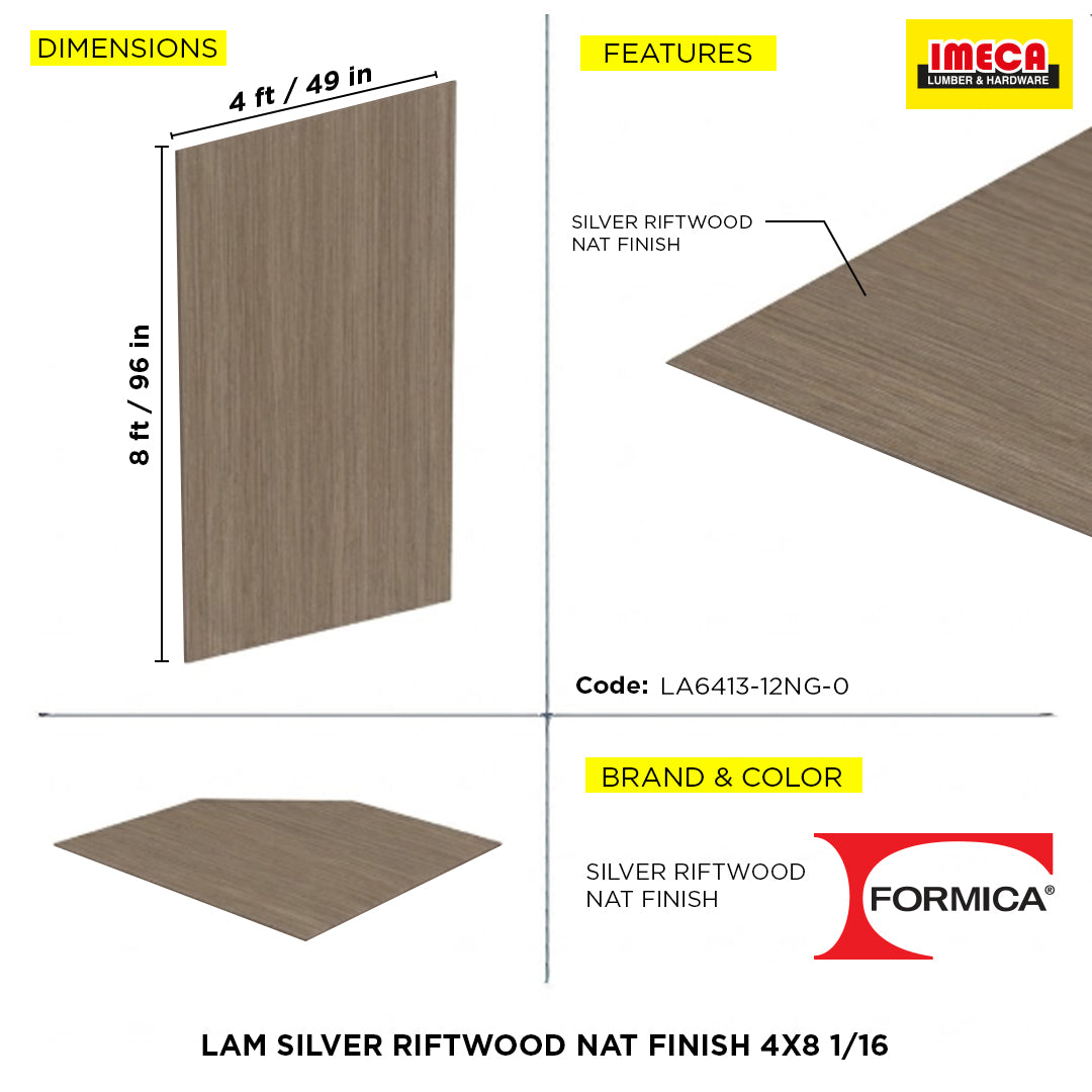LAM SILVER RIFTWOOD NAT FINISH 4X8 1/16